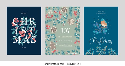 Set of Christmas cards. Templates design.