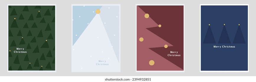 Set of Christmas cards. Christmas tree backgrounds for covers, banners, flyers and posters. Vector illustration.