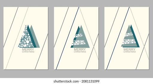 
set of christmas cards with trees and balls