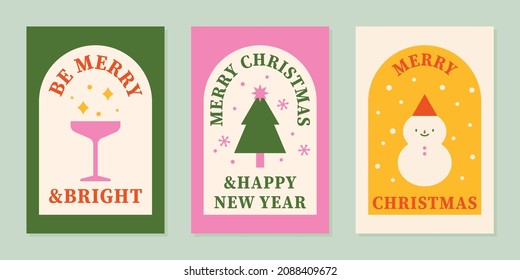 Set of Christmas cards. Vector illustration