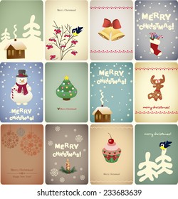 Set of Christmas Cards. Vector Illustration.