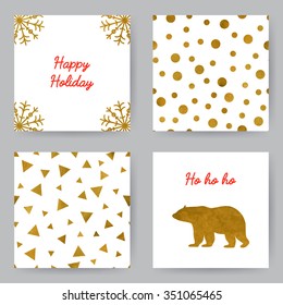 Set of Christmas cards. Vector templates for invitation card or holiday decor. Place for your message.