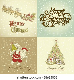 Set of Christmas Cards in vintage style