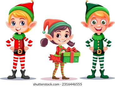 Set of Christmas cartoon characters illustration