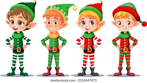 Set of Christmas cartoon characters illustration