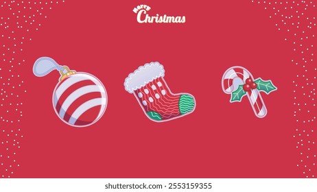Conjunto de Elementos de dibujos animados de Navidades. Iconos de Navidad en estilo de dibujos animados. decoración de vacaciones. Ilustración vectorial moderna.
