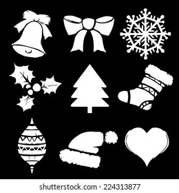 Set Christmas cartoon icons isolated 