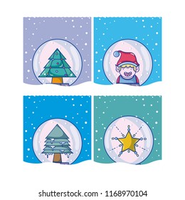 Set of christmas cartoons