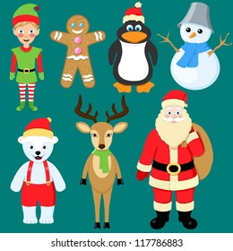 set of christmas characters