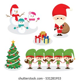 set of christmas characters