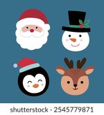 Set of Christmas characters head flat vector stock illustration.
Hand drawn christmas characters head collection.
Merry Xmas design element.
Good for card, banner, flayer, leaflet, poster. 