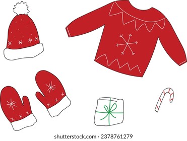 Set of Christmas clothes. Vector illustration