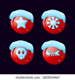 Set of Christmas coin icon for gui asset elements vector illustration