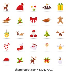 Set of Christmas color icons. Flat design for web and mobile