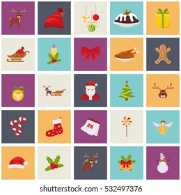 Set of Christmas color icons. Flat design for web and mobile