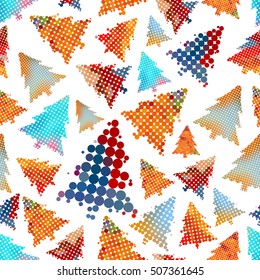 set of christmas color tree decoration small circle dots seamless pattern eps10