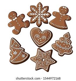 Set of christmas cookies - ginger man isolated