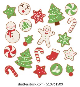 Set of Christmas cookies vector illustration