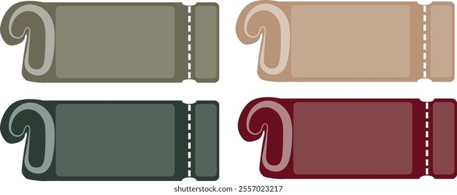 set of Christmas coupons in different pastel colors with Christmas candy icons located on the right side, for New Year and Christmas discounts