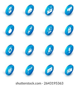 Set Christmas covered with tray, Champagne bottle, Balloons ribbon, ball, wreath, Candy, Price tag Sale and snow globe icon. Vector