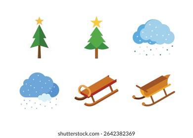 Set of Christmas Day vector Silhouette illustration