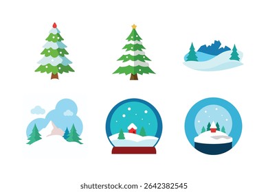 Conjunto de Navidades Día Vector Ilustración de silueta