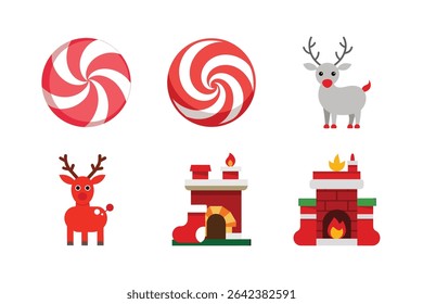 Set of Christmas Day vector Silhouette illustration