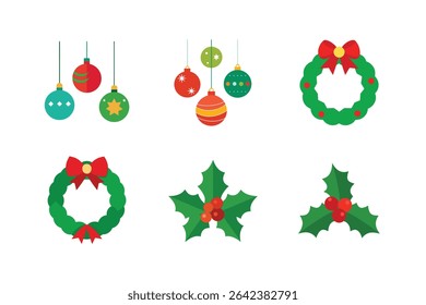 Set of Christmas Day vector Silhouette illustration