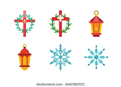 Set of Christmas Day vector Silhouette illustration