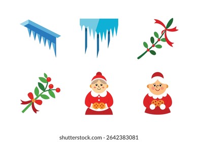 Set of Christmas Day vector Silhouette illustration