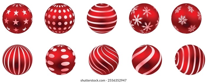 Set of Christmas decoration ball vector on white isolated