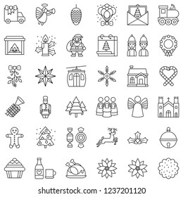set of Christmas decoration editable outline icons.