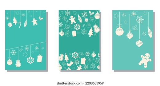 Set of Christmas decoration frames. Winter holiday and Christmas concept ornamental decoration template collection. Vector illustration.
