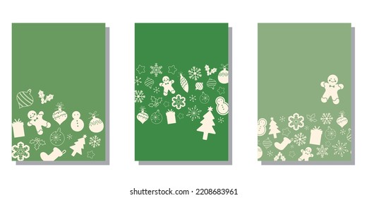 Set of Christmas decoration frames. Winter holiday and Christmas concept ornamental decoration template collection. Vector illustration.