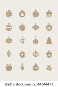 set of christmas decoration icons, party ornaments, 