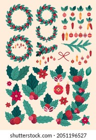 set of christmas decoration items