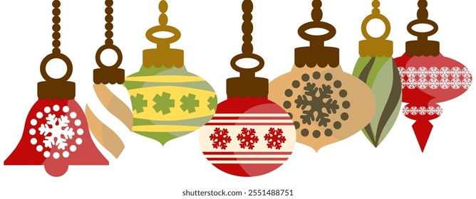 A set of Christmas decorations in classic and minimal design