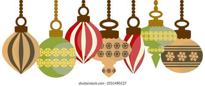 A set of Christmas decorations in classic and minimal design