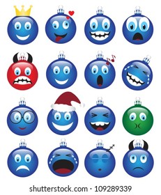 a set of Christmas decorations depicting various emotions