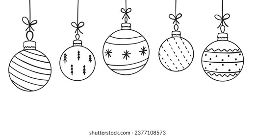 Set of Christmas decorations in doodle style. Hand drawn design elements for holiday banners, cards, flyers, wrapping paper. Vector illustration