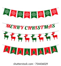 A set of Christmas decorations garlands. flat vector illustration isolated on white background