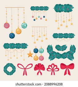 set of christmas decorations utilities