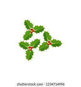 Set of Christmas decorations. Vector holly. Symbol of Christmas.eps 10