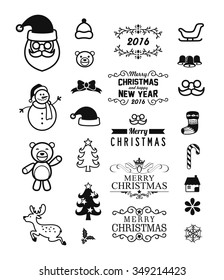Set of christmas decorative element