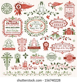 Set of christmas decorative elements (color)