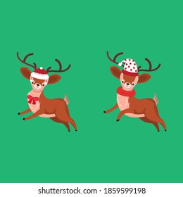 Establecer fondo plano del icono del ciervo de Navidad