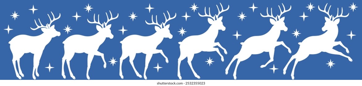 Set of Christmas deer. Vector illustration.