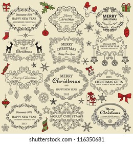 Set of Christmas design elements