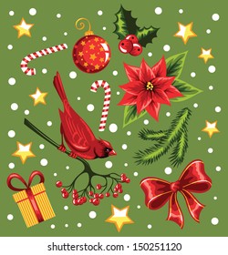 Set of a Christmas design elements.