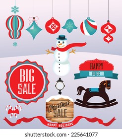 A set of Christmas design elements.